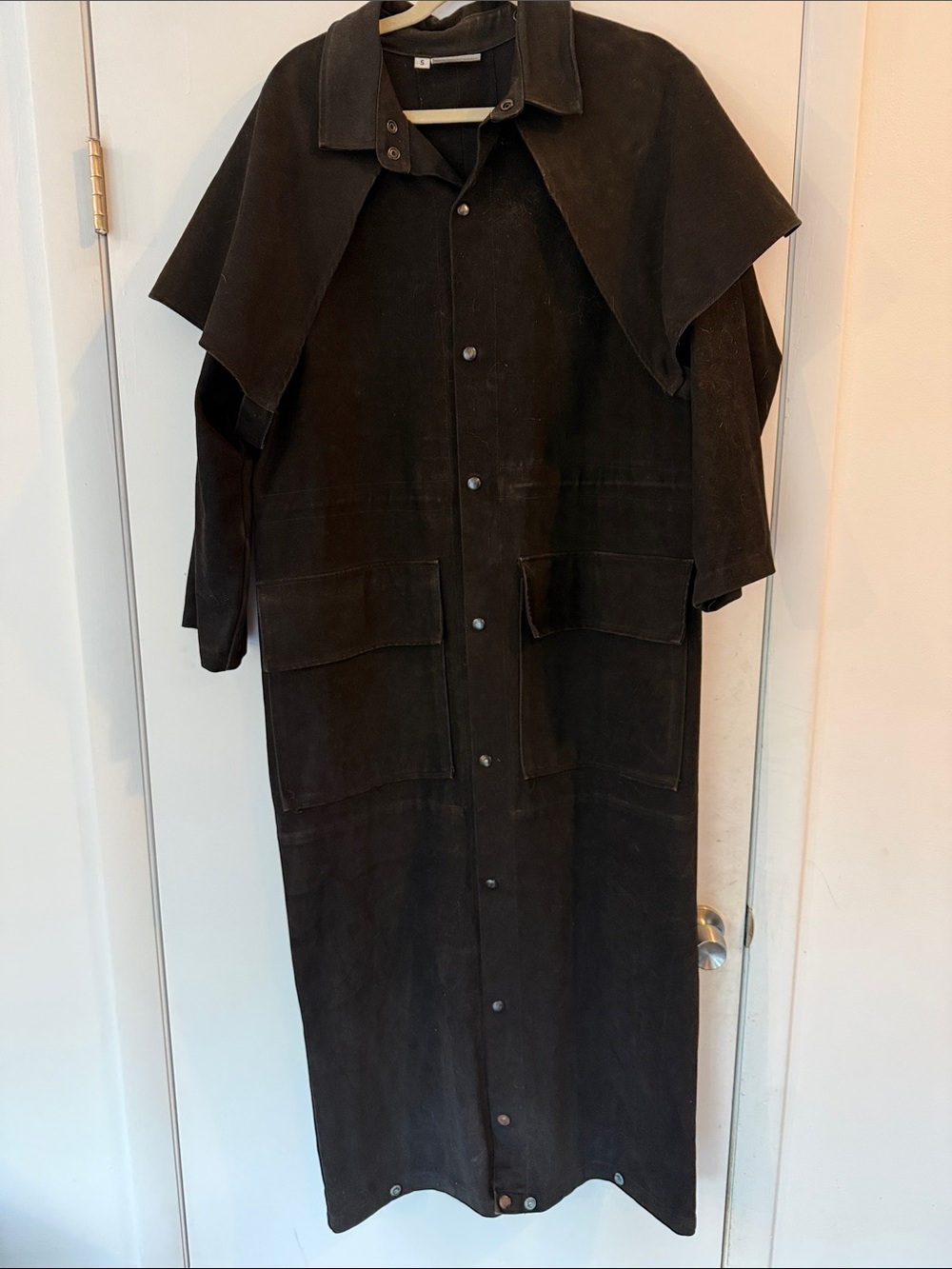 Vintage Brassada Black Canvas Duster, Size Small